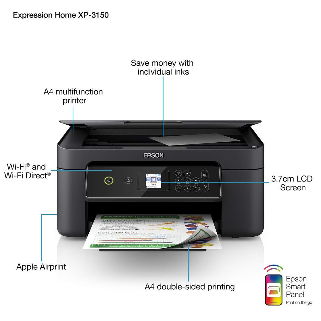 Epson Printer All In One Inkjet Color Home XP-3150 A4, Print, Scan, Copy