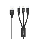 Unitek C14049BK 3in1 Braided TypeC/Lightning/Micro Black 1.2m