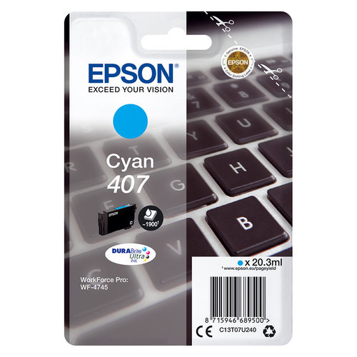 Epson 407 Cyan Original Ink Cartridge (C13T07U240)