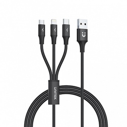 Unitek C14049BK 3in1 Braided TypeC/Lightning/Micro Black 1.2m